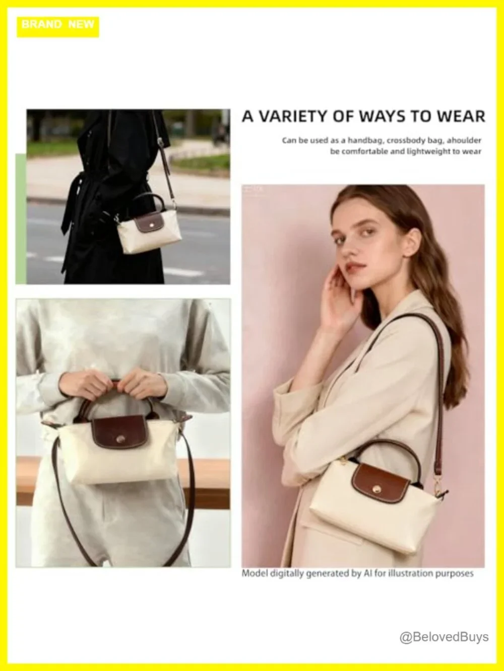 Mini Crossbody Bag with Adjustable Strap, Nylon Small Handbag for Women